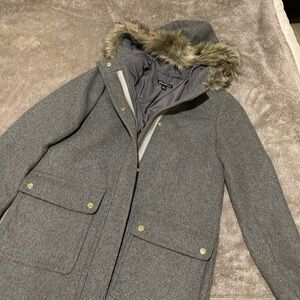 Jcrew fur lined hooded peacoat women size 2 NWOT